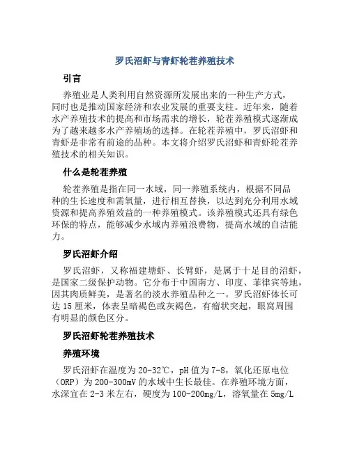 罗氏沼虾与青虾轮茬养殖技术