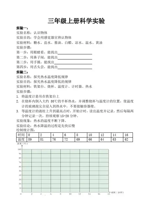 三年级上册实验(全)