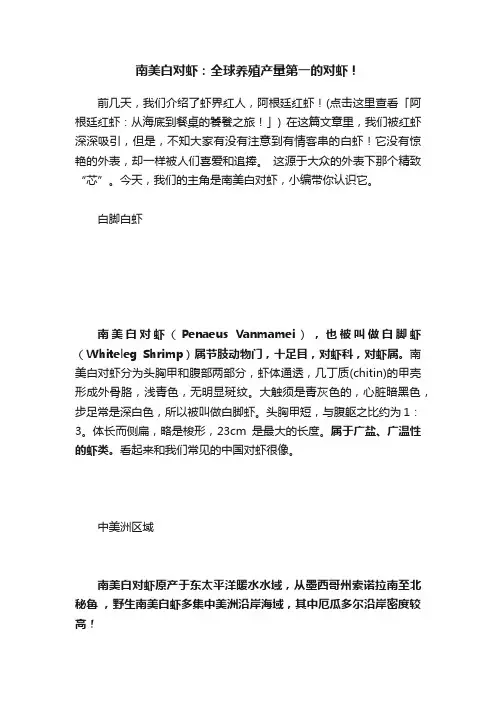 南美白对虾：全球养殖产量第一的对虾！