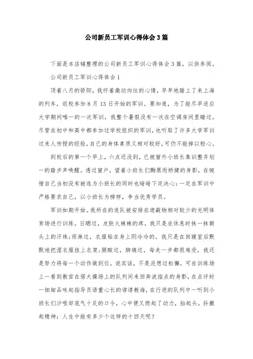 公司新员工军训心得体会3篇