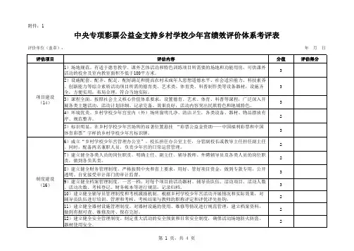 乡村学校少年宫绩效评价体系考评表