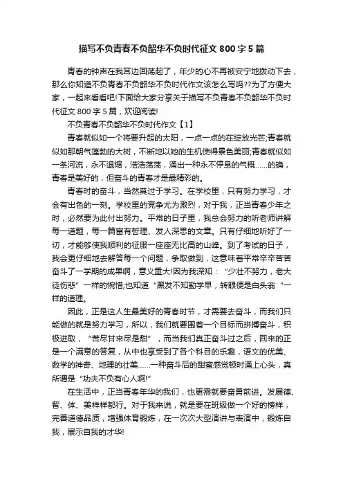 描写不负青春不负韶华不负时代征文800字5篇