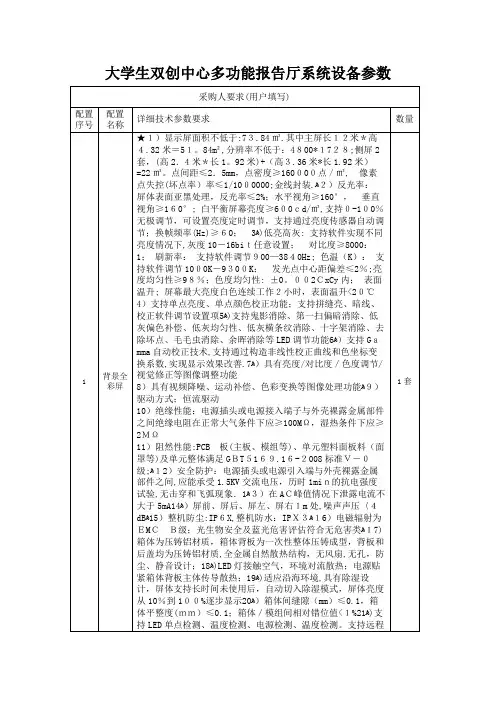 大学生双创中心多功能叙述厅系统设备参数