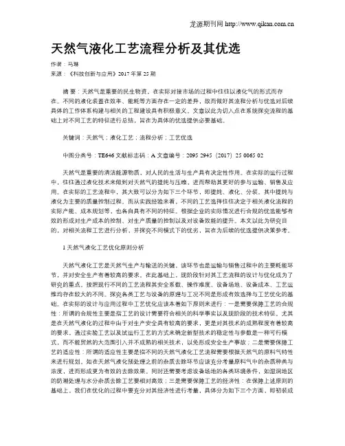天然气液化工艺流程分析及其优选