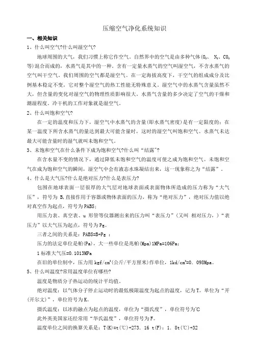 压缩空气净化系统知识