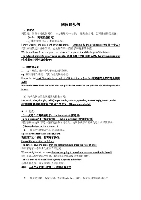 同位语从句讲解及练习