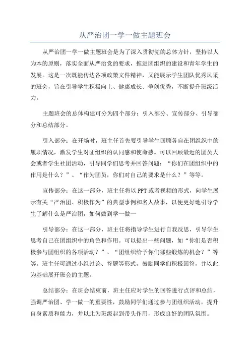 从严治团一学一做主题班会