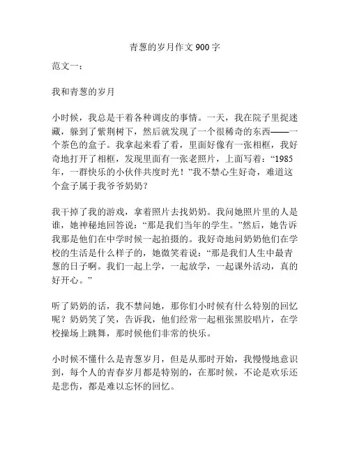 青葱的岁月作文900字