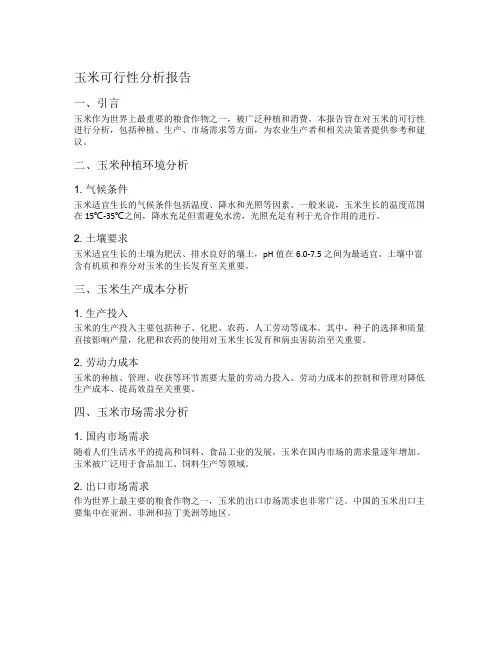 玉米可行性分析报告