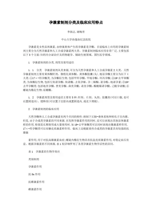 孕激素概述