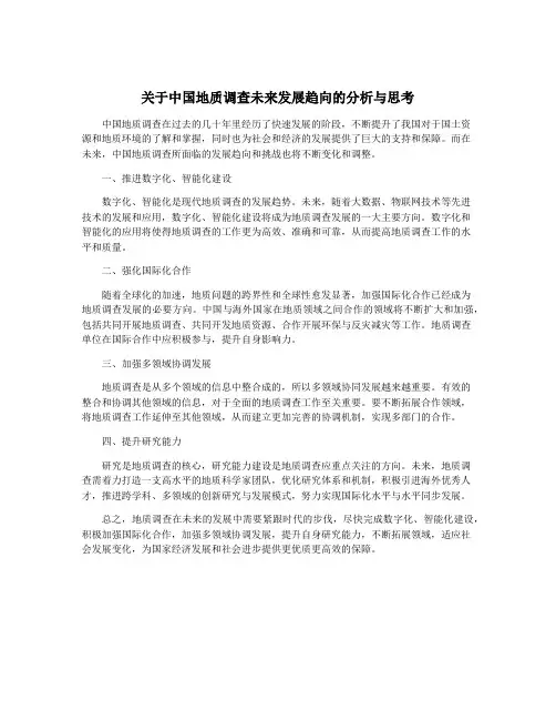 关于中国地质调查未来发展趋向的分析与思考