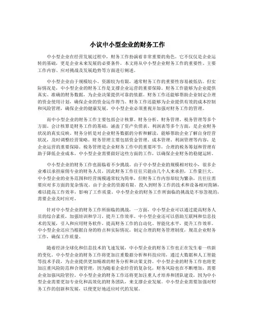 小议中小型企业的财务工作
