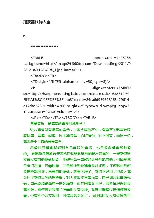 播放器代码大全
