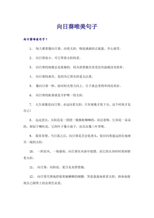 向日葵唯美句子