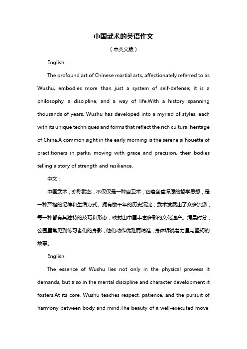 中国武术的英语作文
