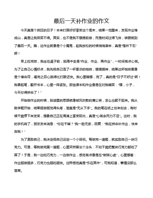 最后一天补作业的作文