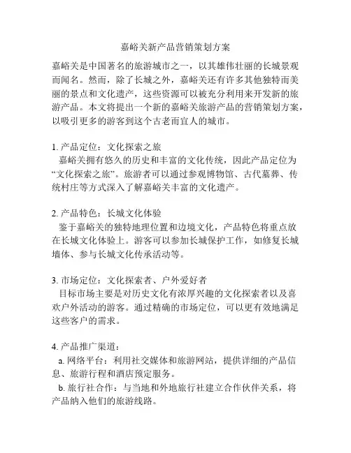 嘉峪关新产品营销策划方案