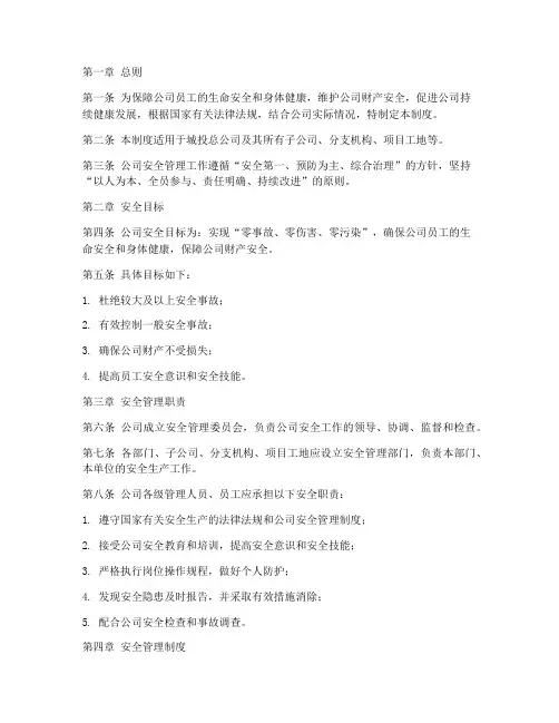 城投总公司安全管理制度