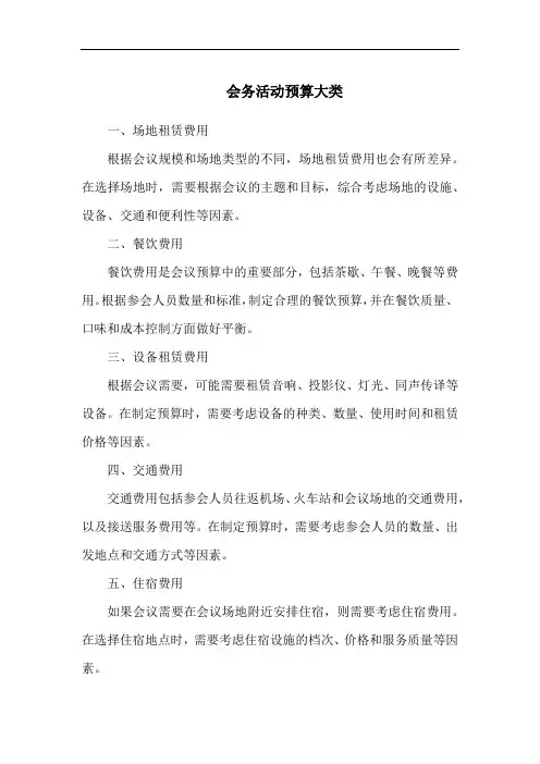 会务活动预算大类