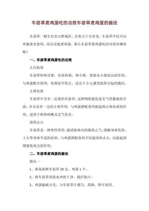 车前草煮鸡蛋吃的功效 车前草煮鸡蛋的做法