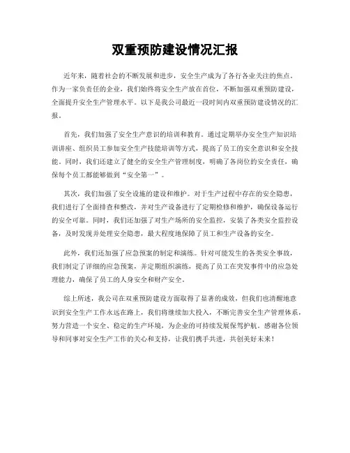 双重预防建设情况汇报