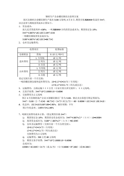 螺纹钢卖出套期保值--案例研究