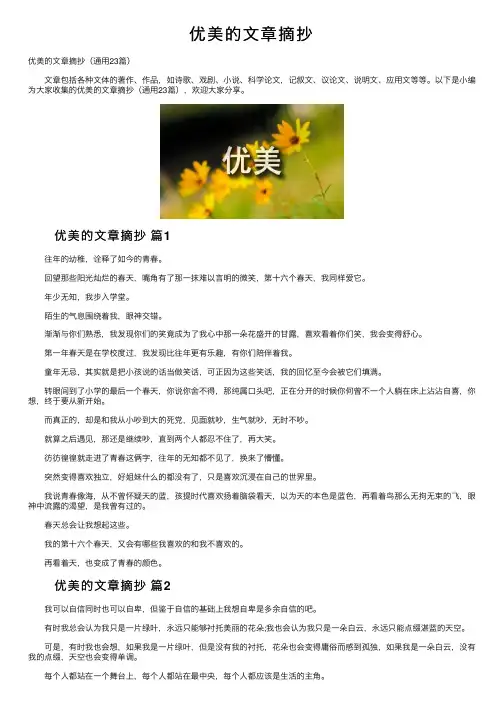 优美的文章摘抄