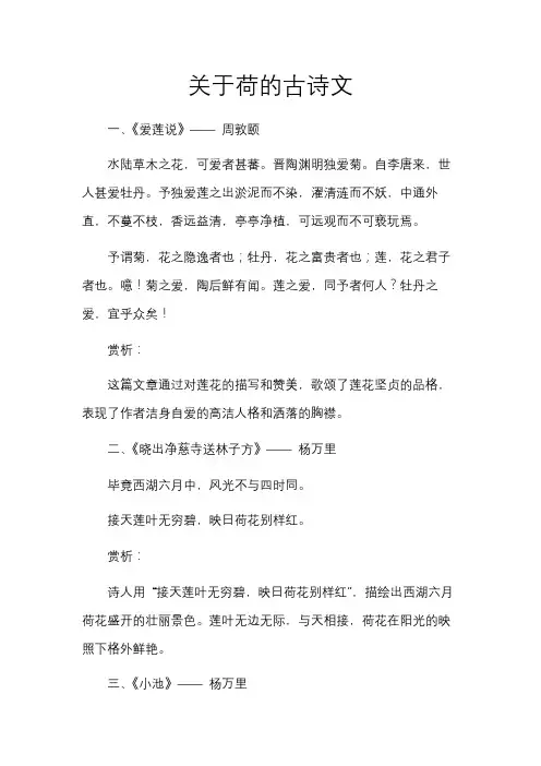 关于荷的古诗文