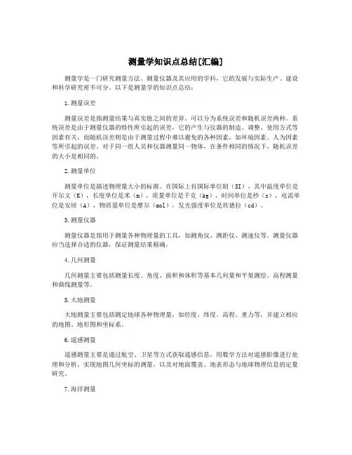 测量学知识点总结[汇编]