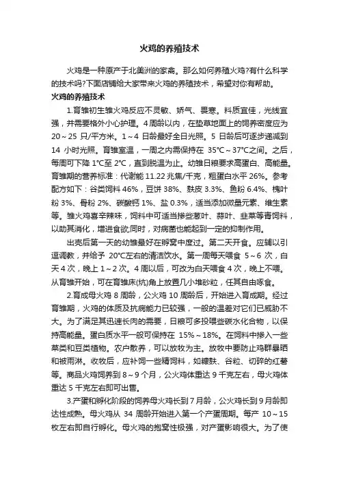 火鸡的养殖技术