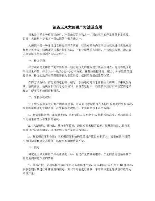 谈谈玉米大田测产方法及应用