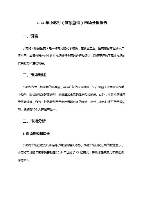 2024年小苏打(碳酸氢钠)市场分析报告