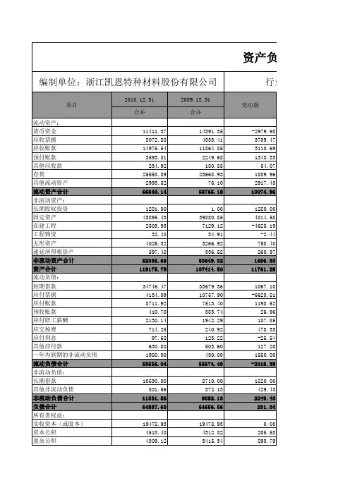 资产负债表水平分析和垂直分析(模板)