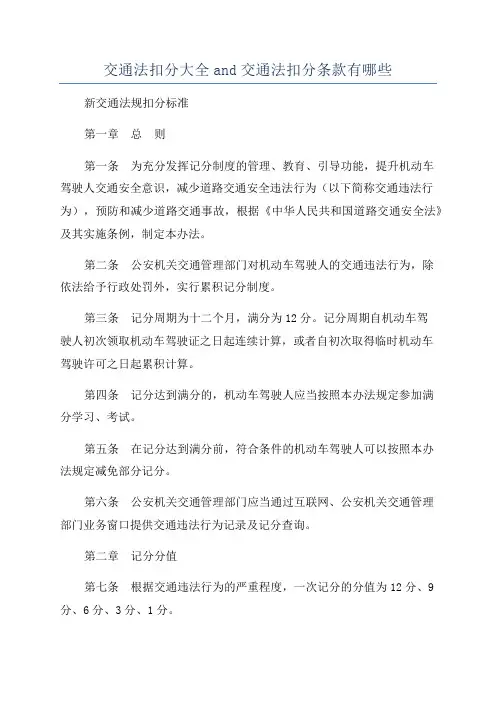 交通法扣分大全and交通法扣分条款有哪些