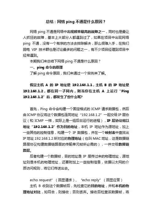 总结：网络ping不通是什么原因？