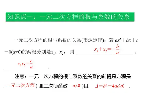 九年级培优专题二一元二次方程的根与系数的关系课件