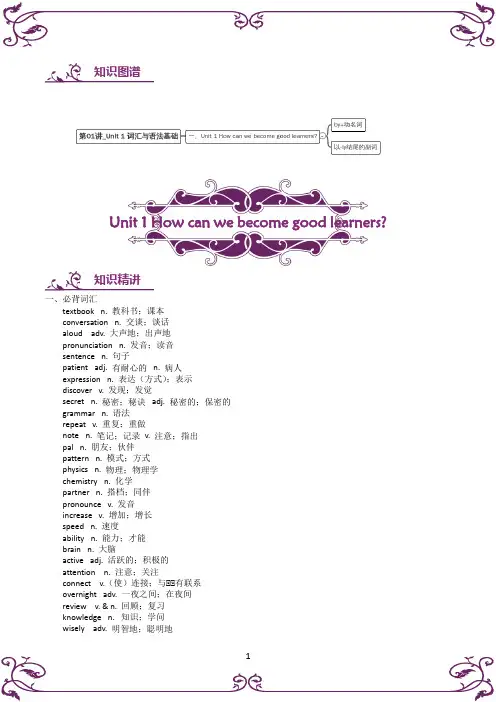 人教版九年级上册英语 Unit 1 词汇与语法基础(解析版) 