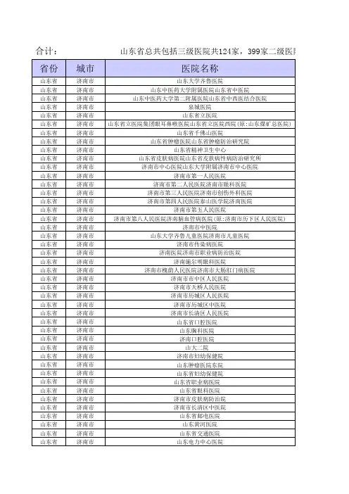 山东省医院目录