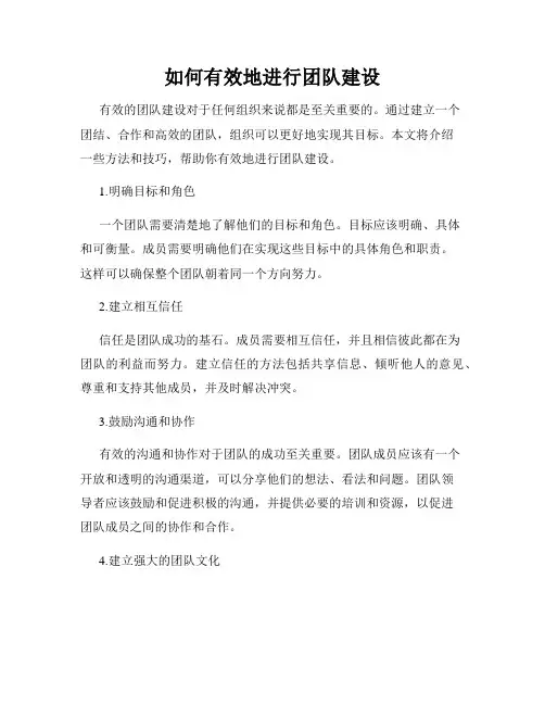 如何有效地进行团队建设