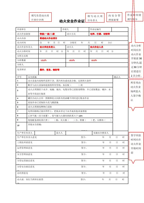 特种作业票填写模板