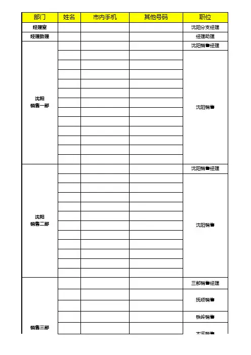 公司通讯录模板