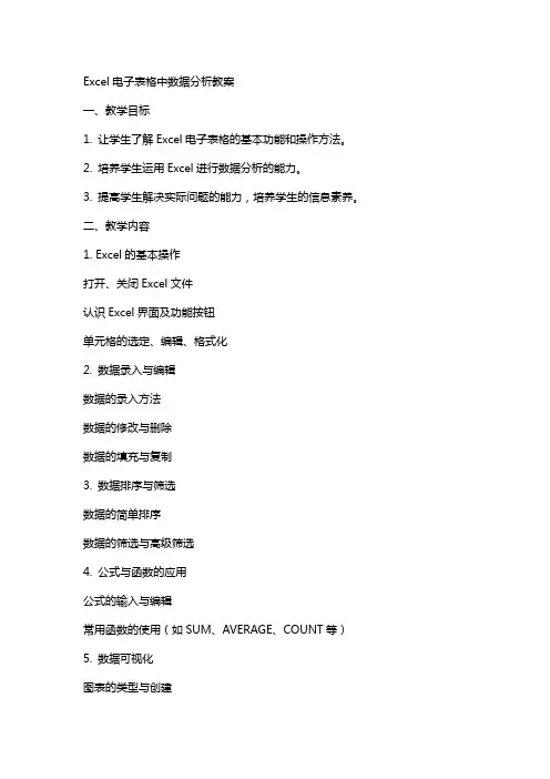 Excel电子表格中数据分析教案