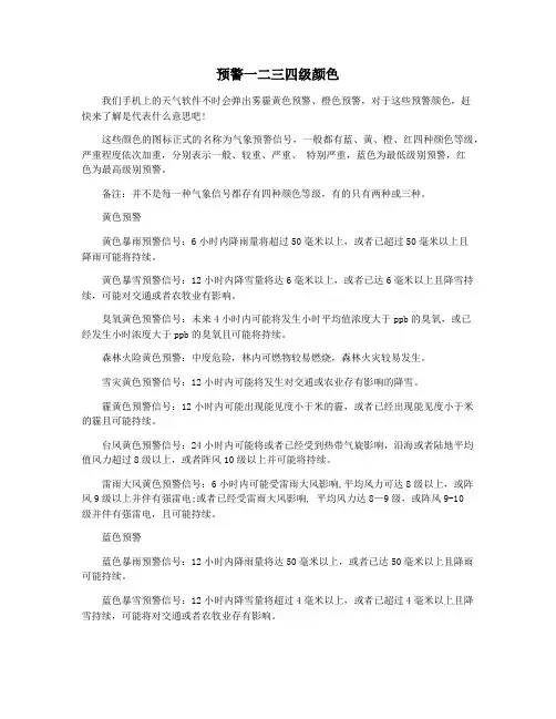 预警一二三四级颜色