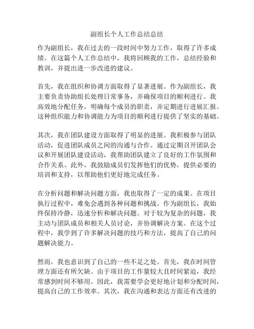 副组长个人工作总结总结