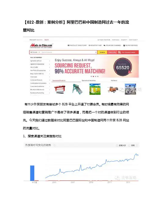 【022-原创：案例分析】阿里巴巴和中国制造网过去一年的流量对比
