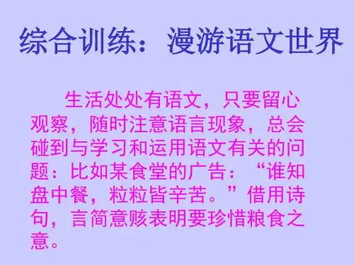 综合性学习：漫游语文世界PPT课件28 人教版 (共23张PPT)