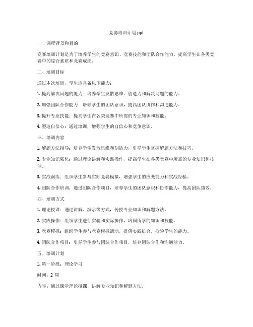 竞赛培训计划ppt