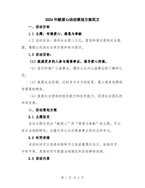 2024年献爱心活动策划方案范文