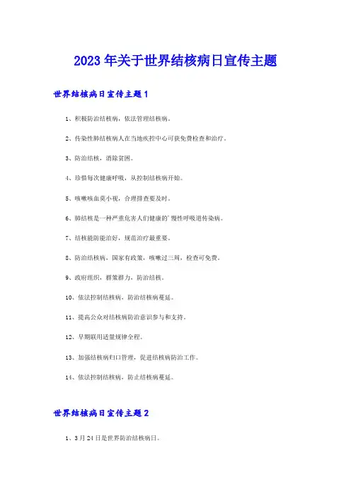 2023年关于世界结核病日宣传主题