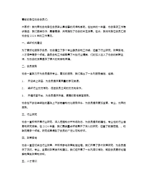 2024年协会会长述职报告范文